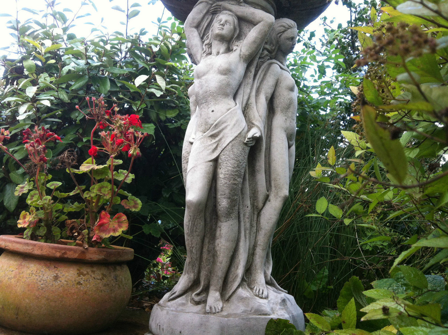 Stunning Stone Three Graces Garden Bird Bath