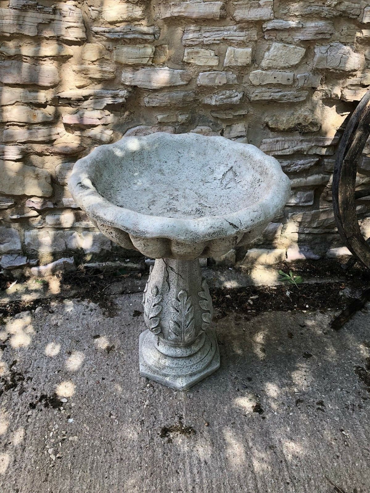 Stunning Large Stone Leaf Design Garden Bird Bath