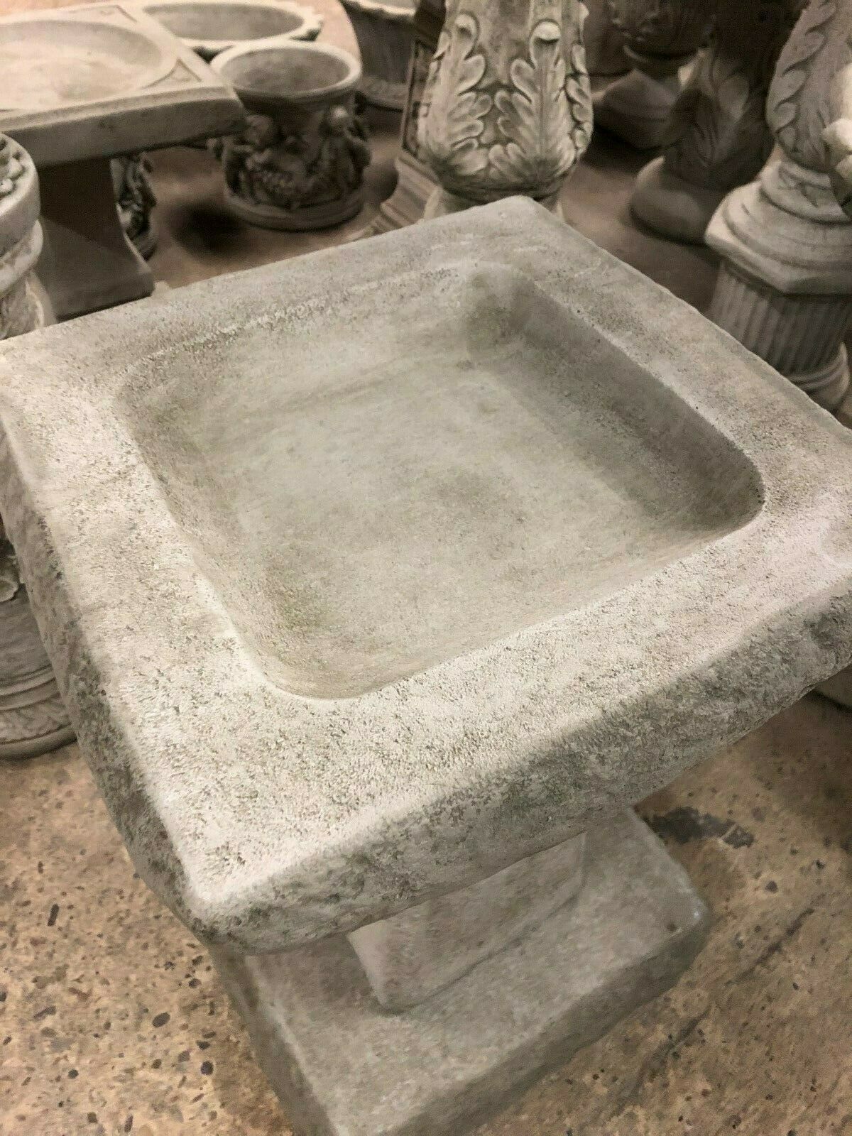 Stunning Stone Chunky Square Garden Bird Bath