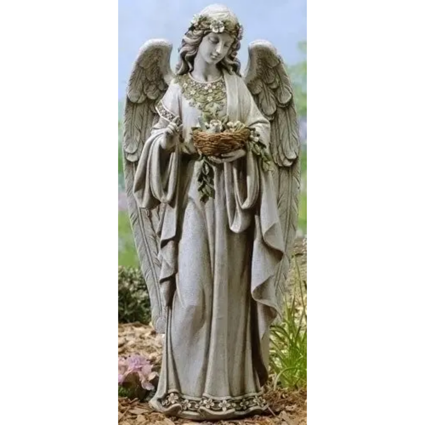 Guardian Angel With Flowers Holding Birds Nest 24