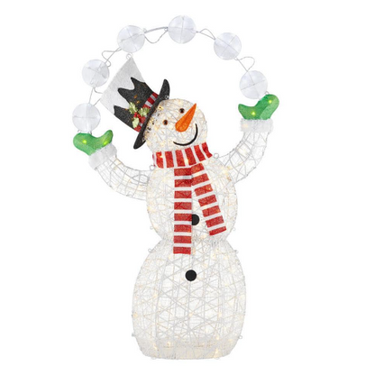 6 ft Warm White-Cool White LED Juggling Snowman Holiday Yard Decoration