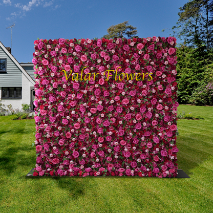 Roll Up Fabric Artificial Flower Wall Wedding Backdrop, Floral Party Decor, Event Photography-VF-030