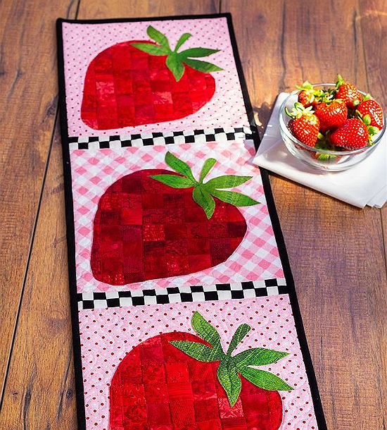 Strawberry CLA060123024 Quilted Table Runner