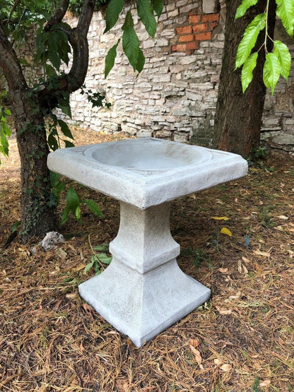 Stunning Stone Square Shaped Sculpture Garden Bird Bath