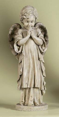 Young Guardian Angel Figure Praying Large Garden Or Memorial Statue