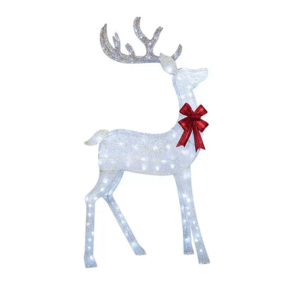 3-Piece Pre-Lit Iced Twinkling Deer Family - White