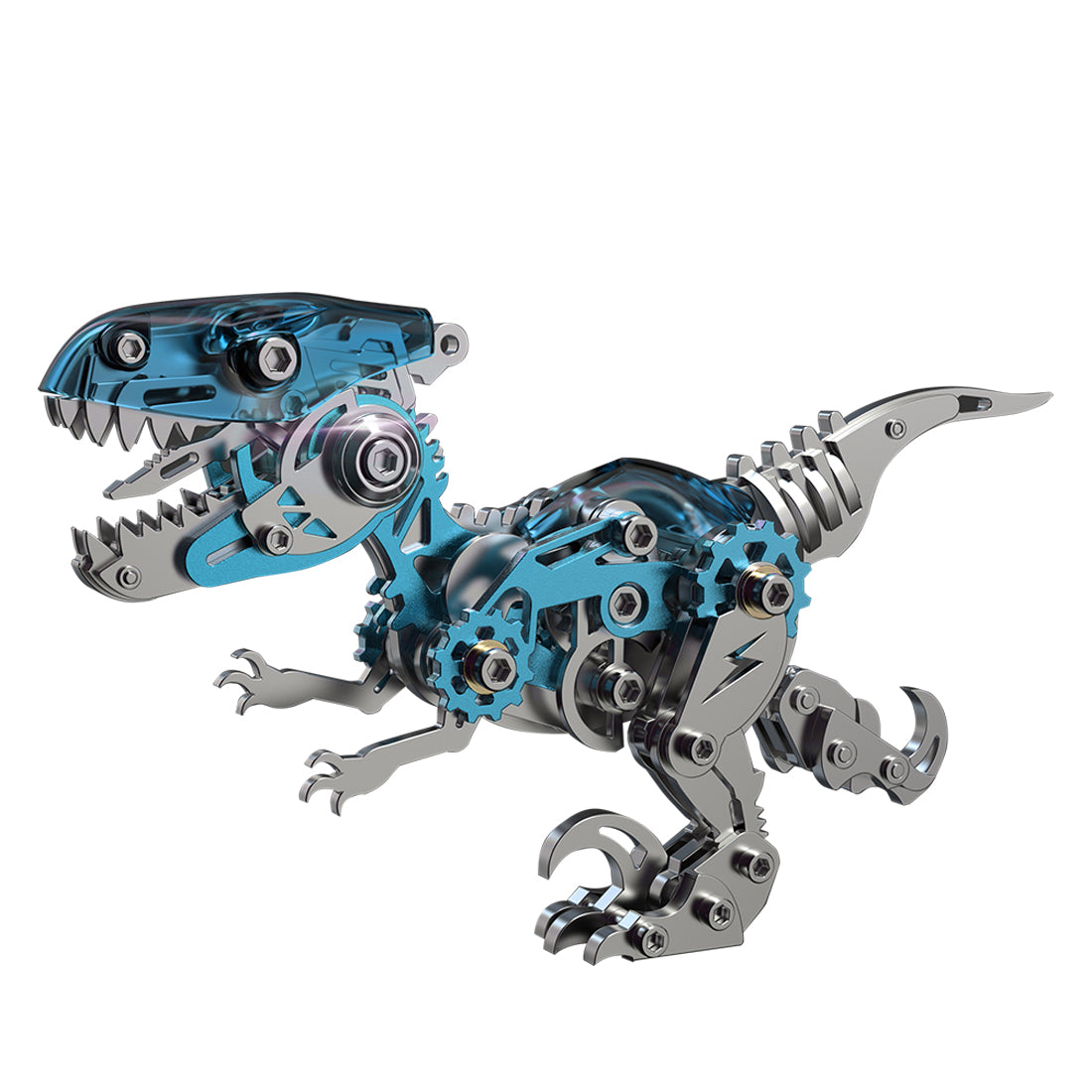 3D Metal Mechanical Dinosaur Model Kit DIY Velociraptor Assembly Model - 160PCS