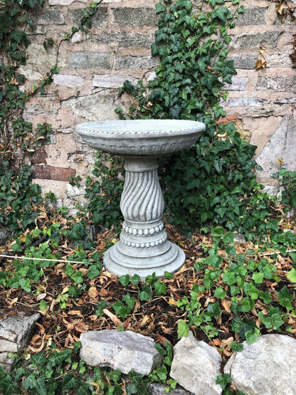 Stunning Stone Twist Base Design Garden Bird Bath