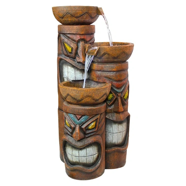 Aloha Tiki 3 Bowl Tiered Resin Fountain with LED Light