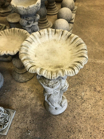 Stunning Stone Twin Cherub Garden Bird Bath