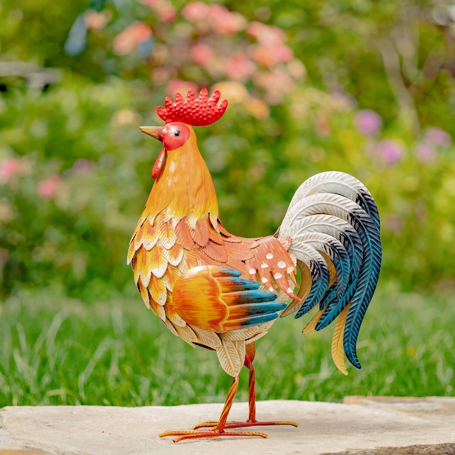 Assorted Style Galvanized Iron Rooster Figurines