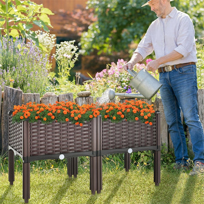 2 Elevated Planter Boxes Outdoor Raised Garden Bed with 8 Legs