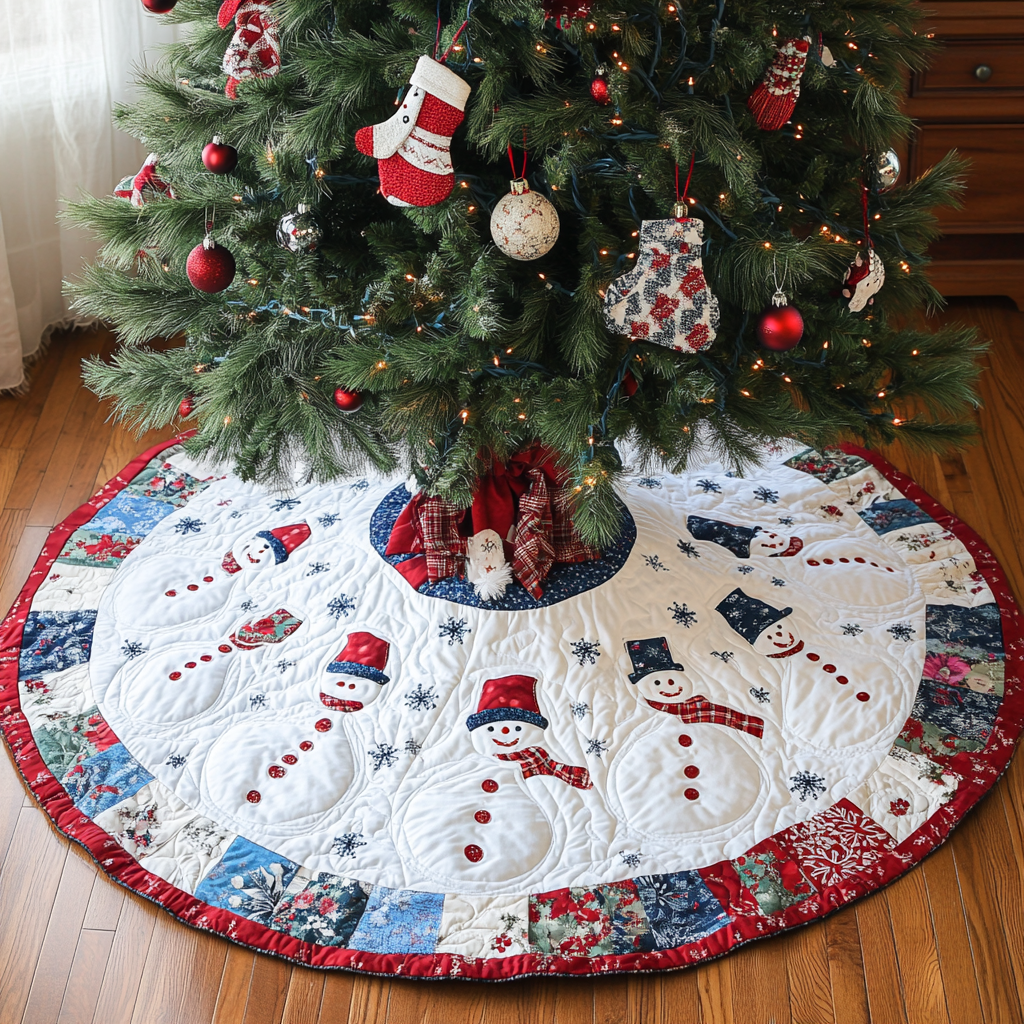 Christmas Snowman DAI040924077 Quilted Tree Skirt