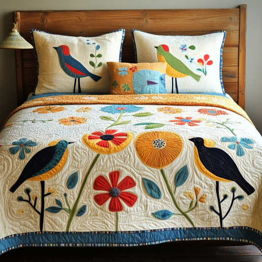 Birds In Flower Garden TAI251124031 Quilt Bedding Set