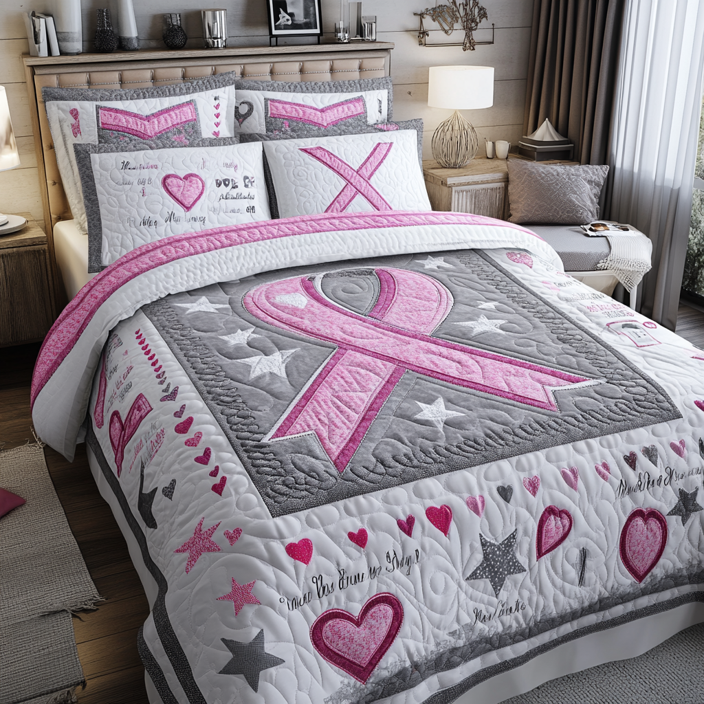 Breast Cancer Ribbon TAI101224311 Quilt Bedding Set