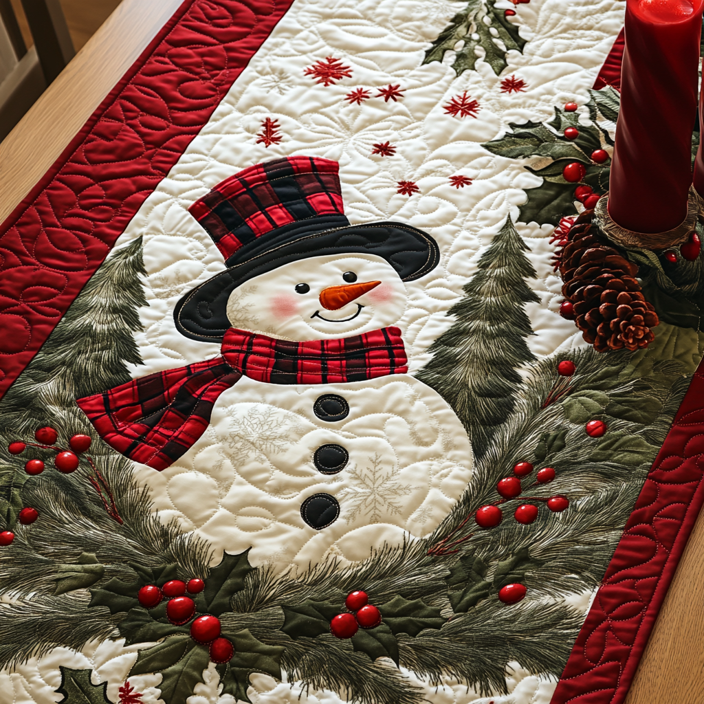 Christmas Snowman TAI111124364 Quilted Table Runner