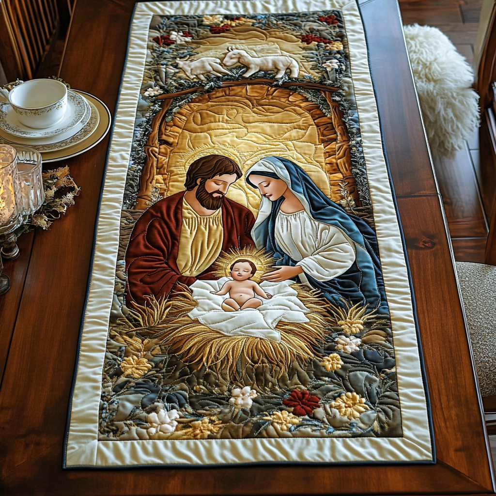 Nativity Scene TAI021024320 Quilted Table Runner