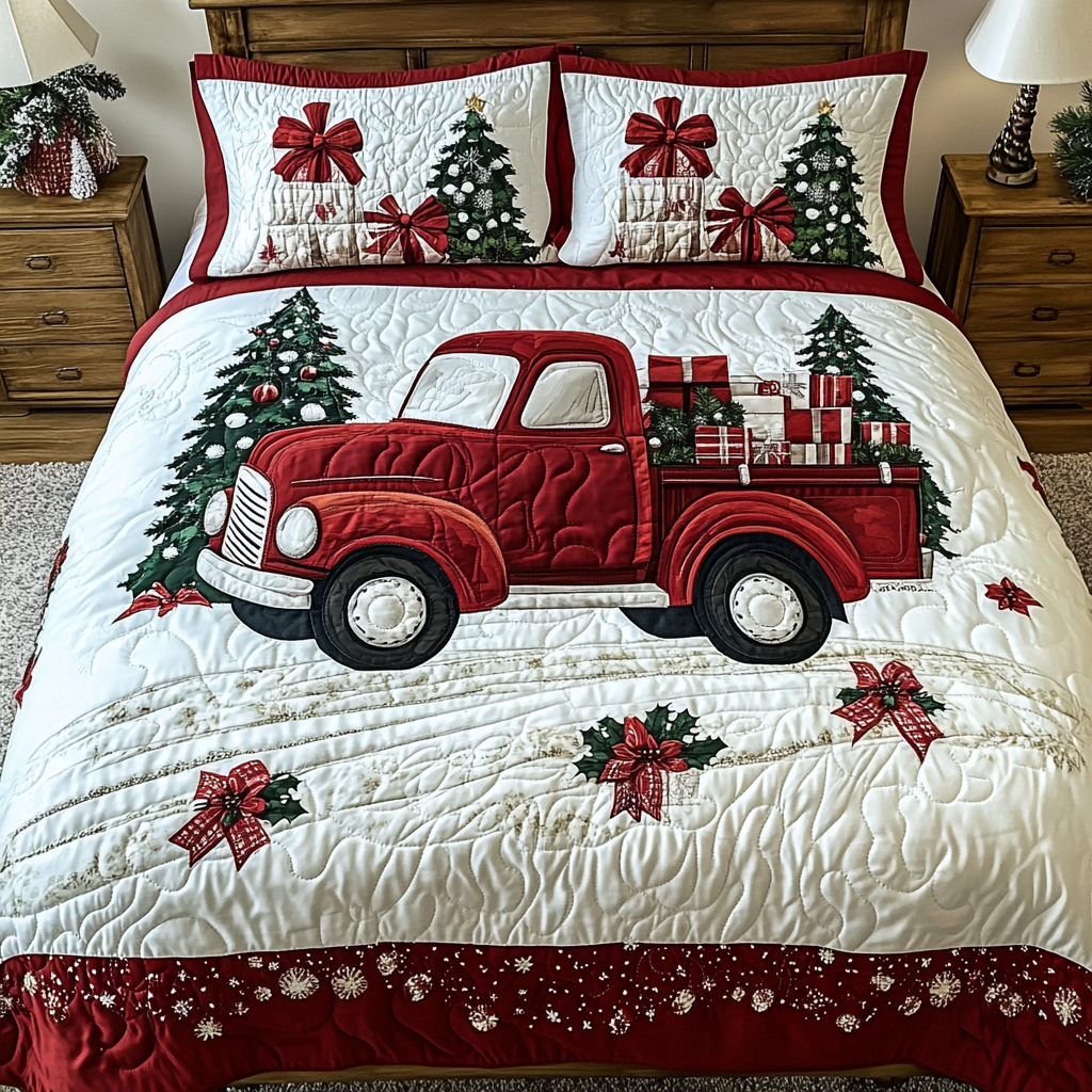 Christmas Truck TAI201124115 Quilt Bedding Set