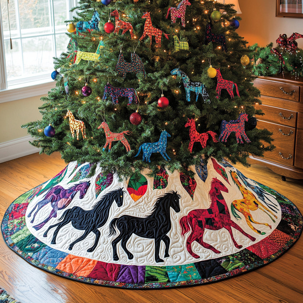 Horse TAI041024127 Quilted Tree Skirt