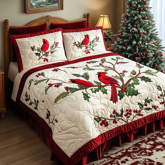 Christmas Cardinal TAI021024231 Quilt Bedding Set