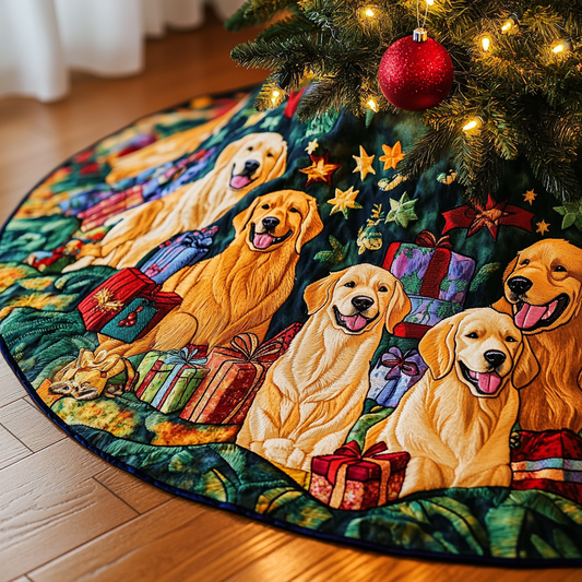 Christmas Golden Retriever TAI091024345 Quilted Tree Skirt