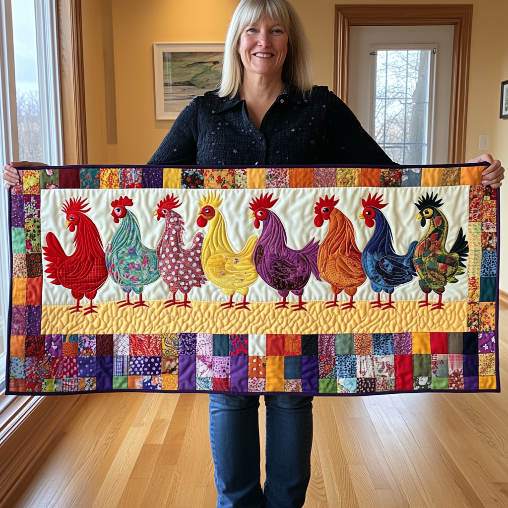 Chicken TAI141124303 Quilted Table Runner