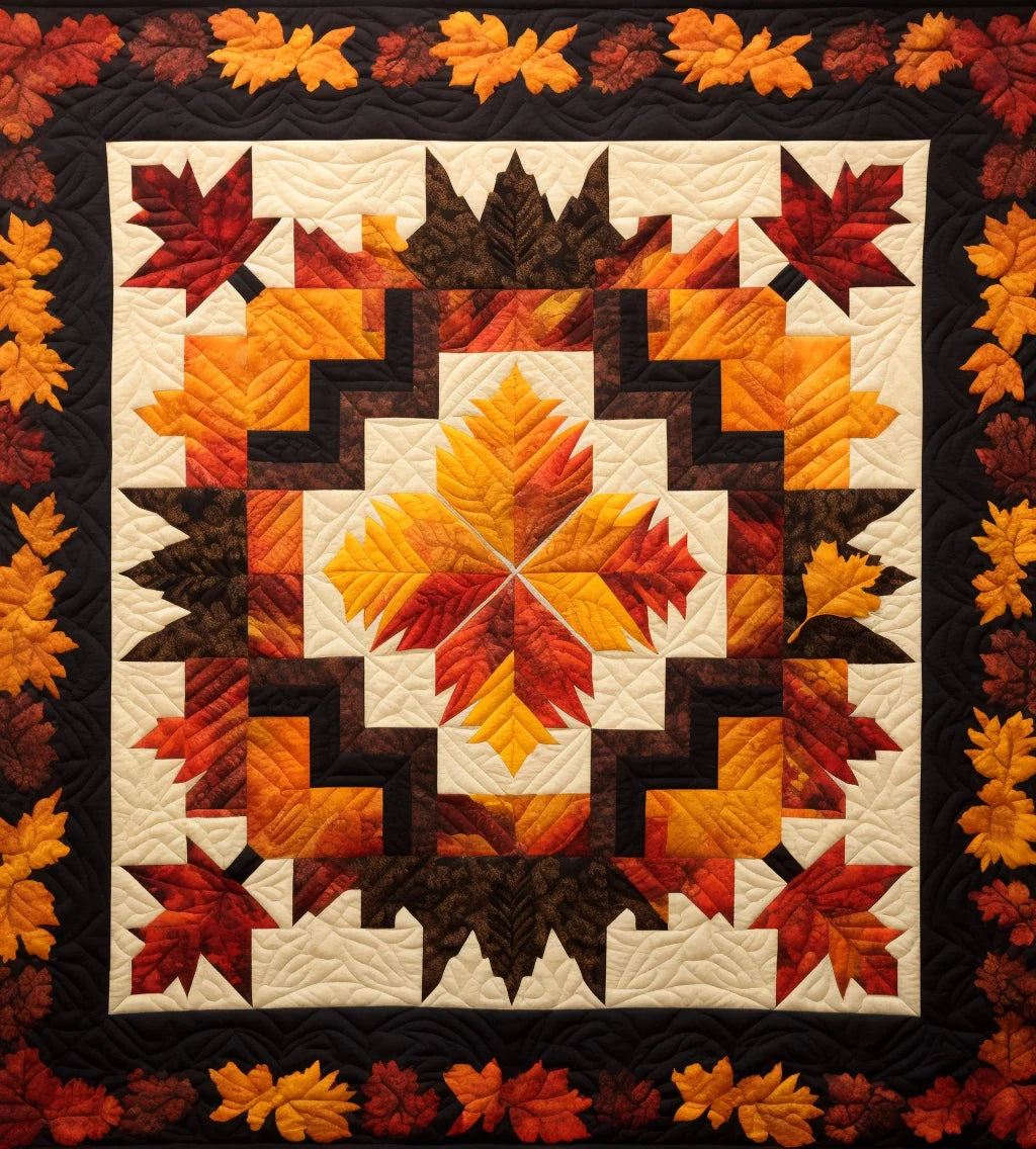 Log Cabin Autumn Leaves BL91123106 Quilt Blanket