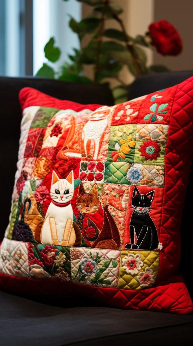 Cat TAI020324195 Quilted Pillow Case