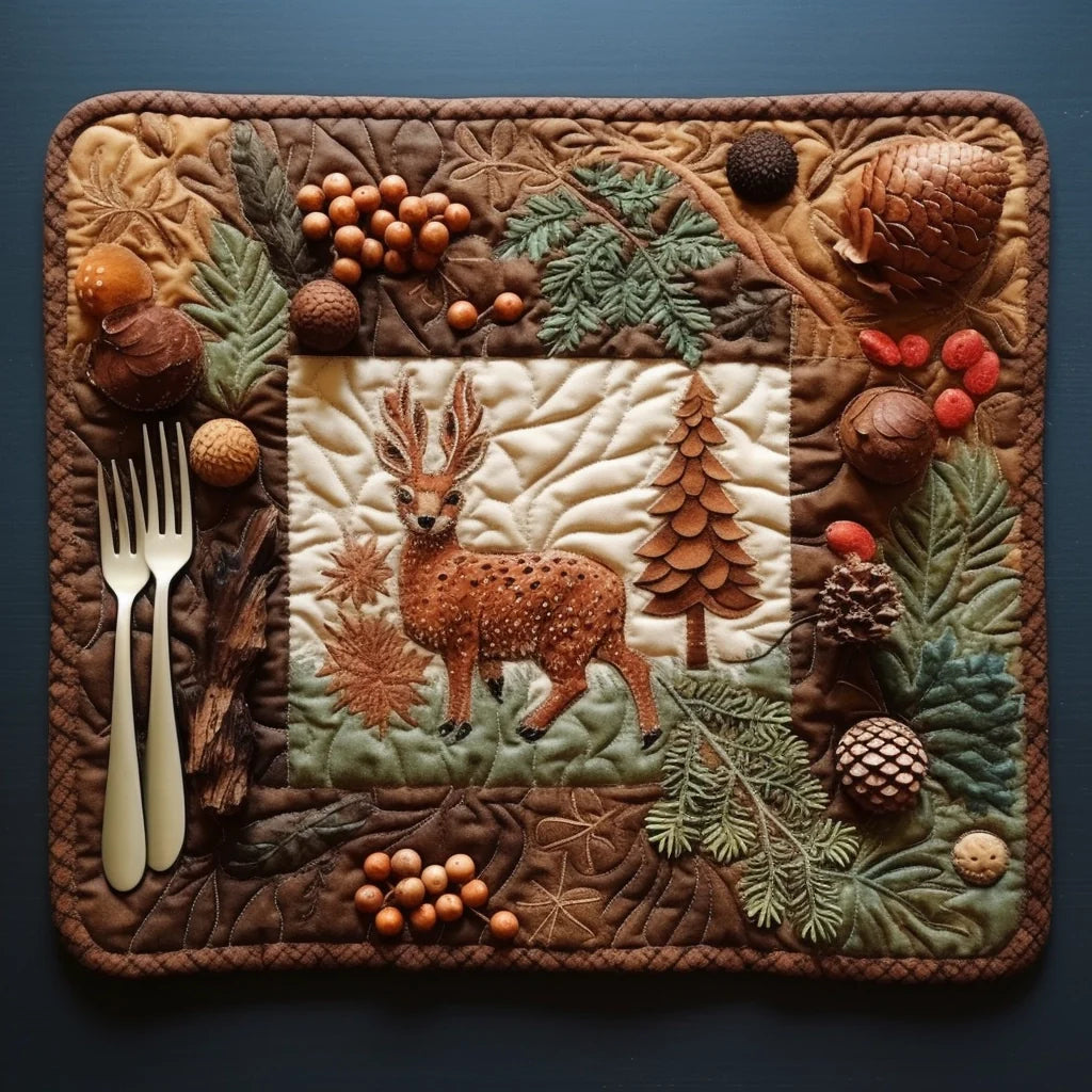 Woodland Deer TAI260224087 Quilted Placemats