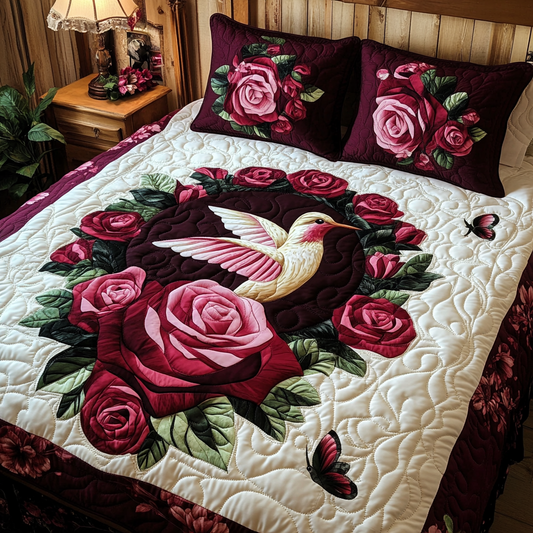 Rose Hummingbird DAI241224270 Quilt Bedding Set