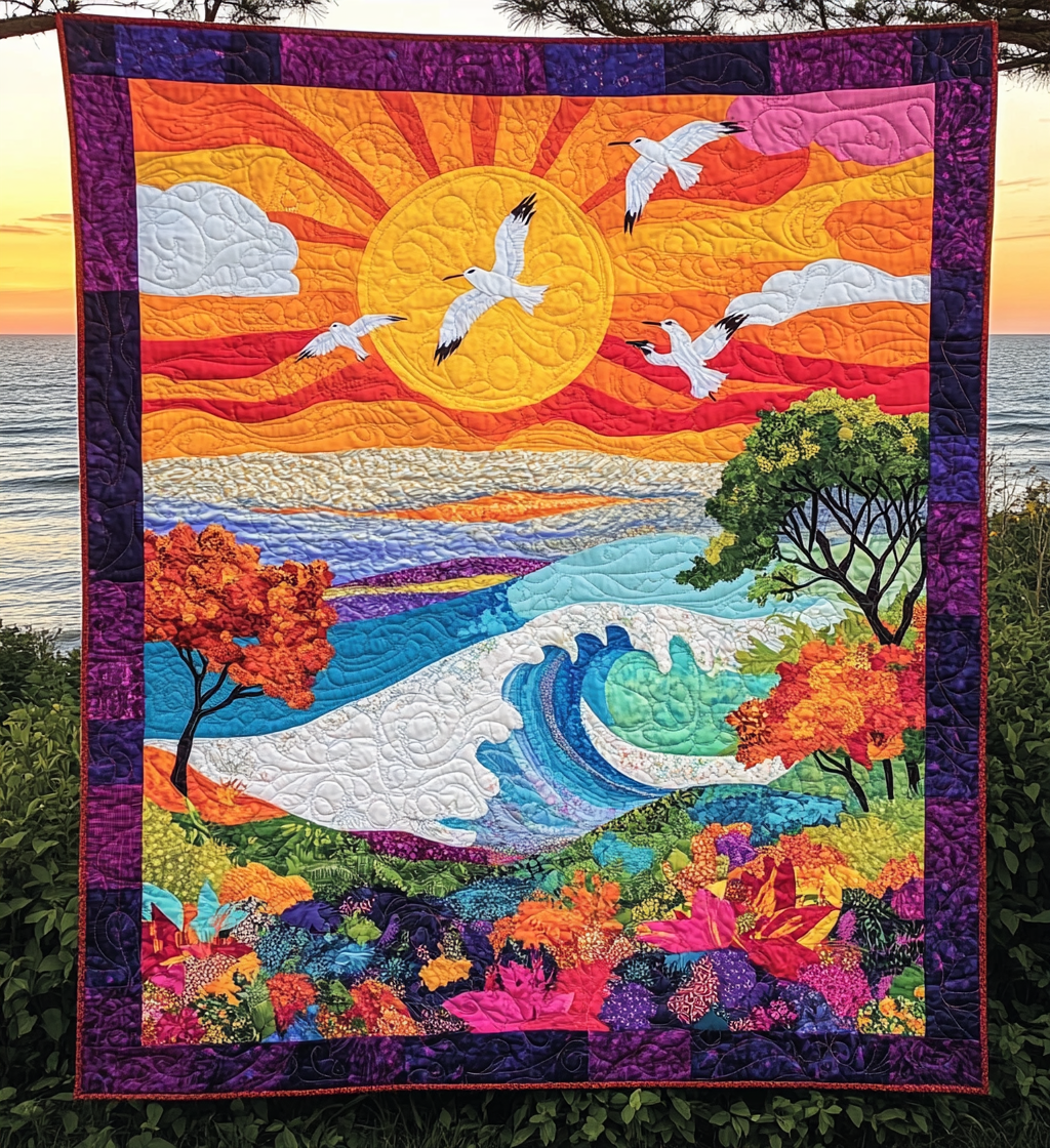 Sunset Seagull DAI281124063 Quilt Blanket