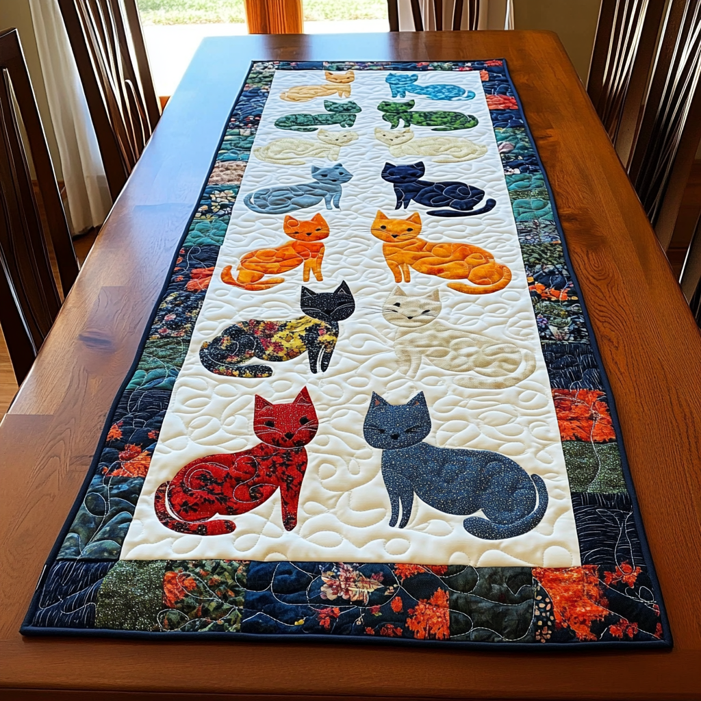 Cat TAI260924135 Quilted Table Runner