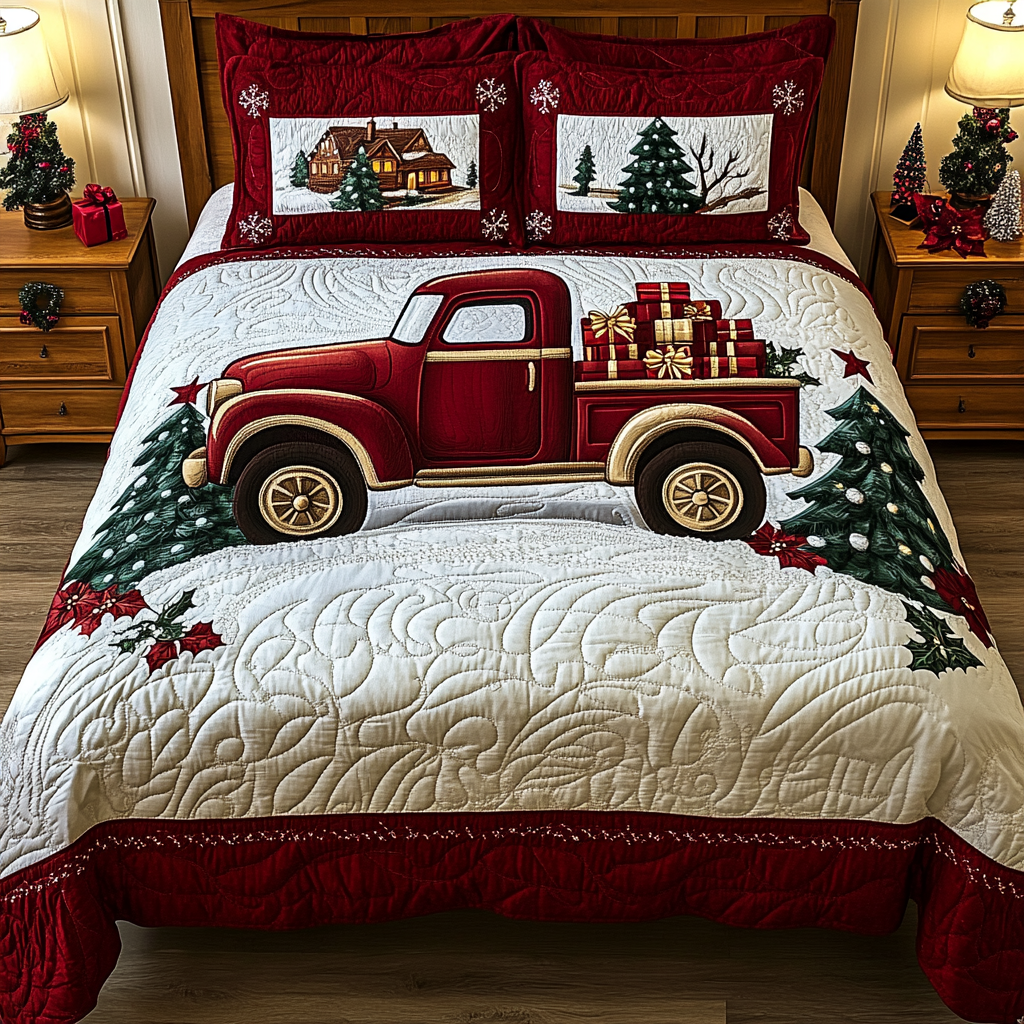 Christmas Truck TAI201124002 Quilt Bedding Set