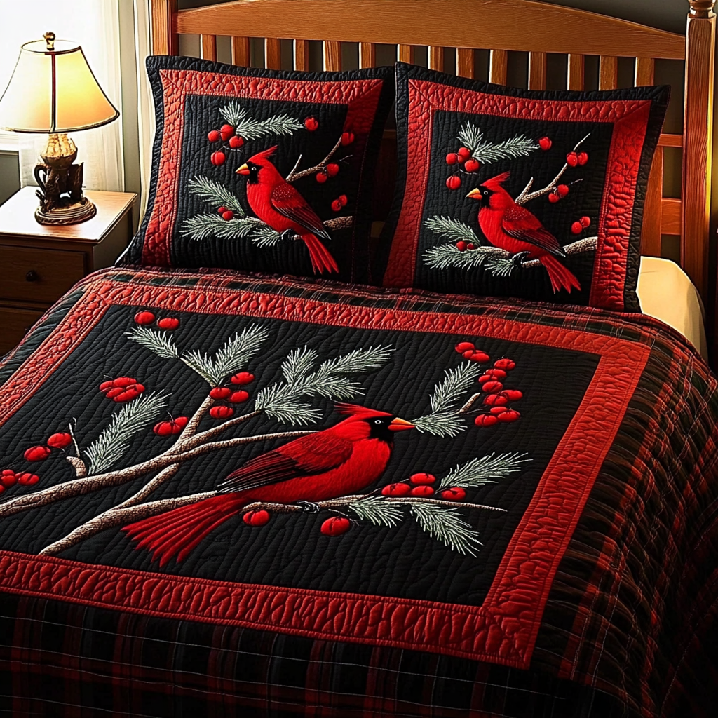 Christmas Cardinal TAI201124128 Quilt Bedding Set