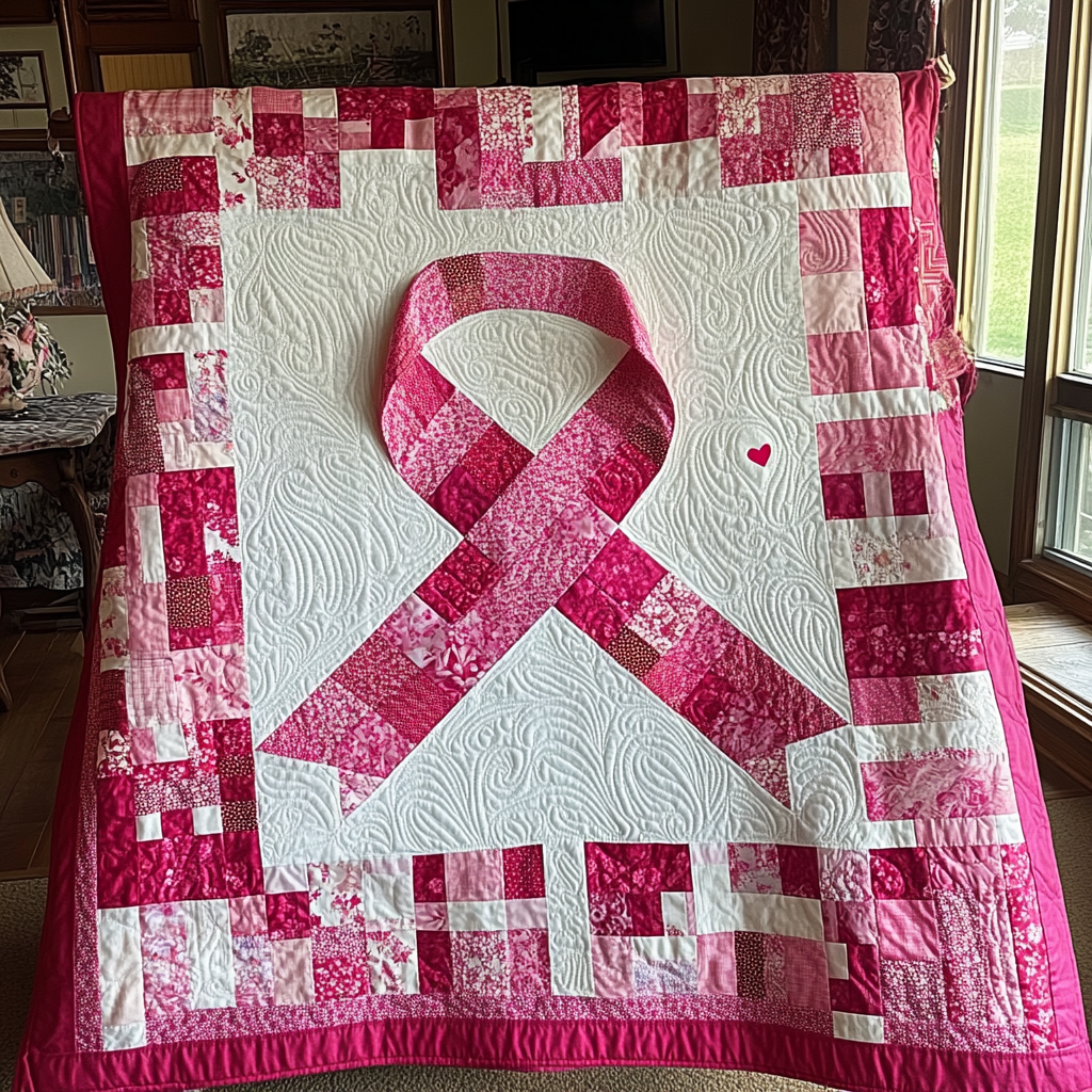 Breast Cancer Ribbon TAI101224170 Quilt Blanket