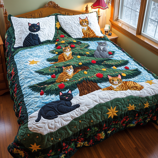 Christmas Tree Cat DAI231124088 Quilt Bedding Set