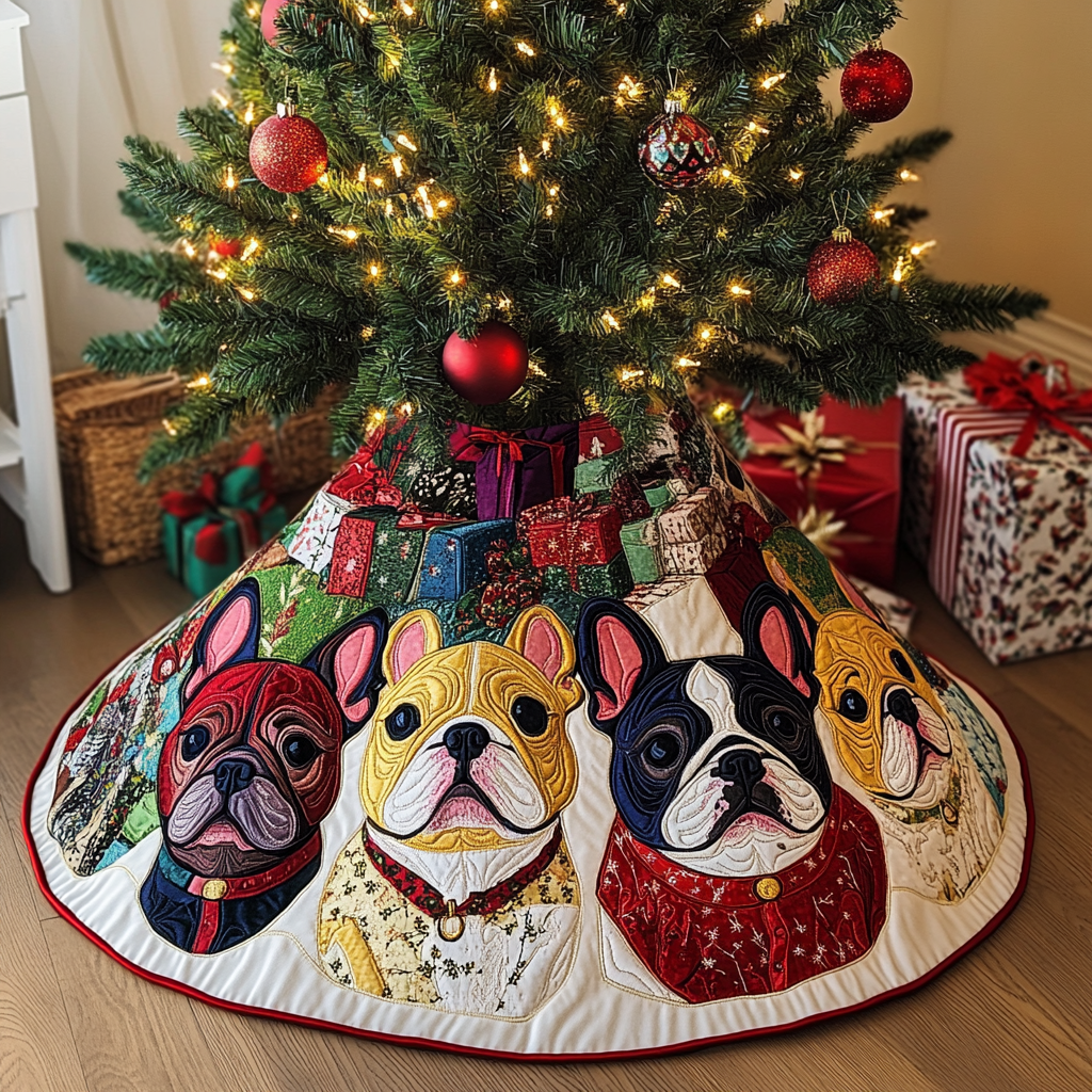 French Bulldog TAI041024180 Quilted Tree Skirt