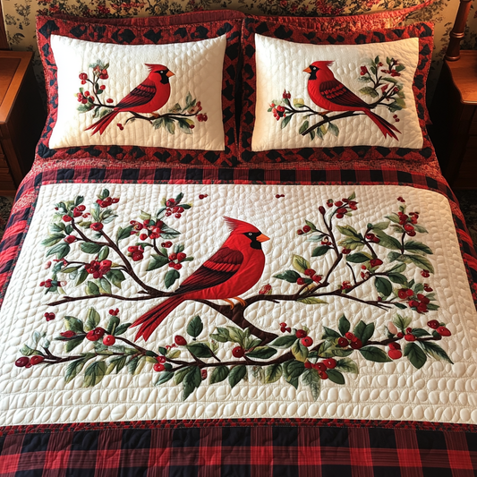 Christmas Cardinal TAI181024286 Quilt Bedding Set