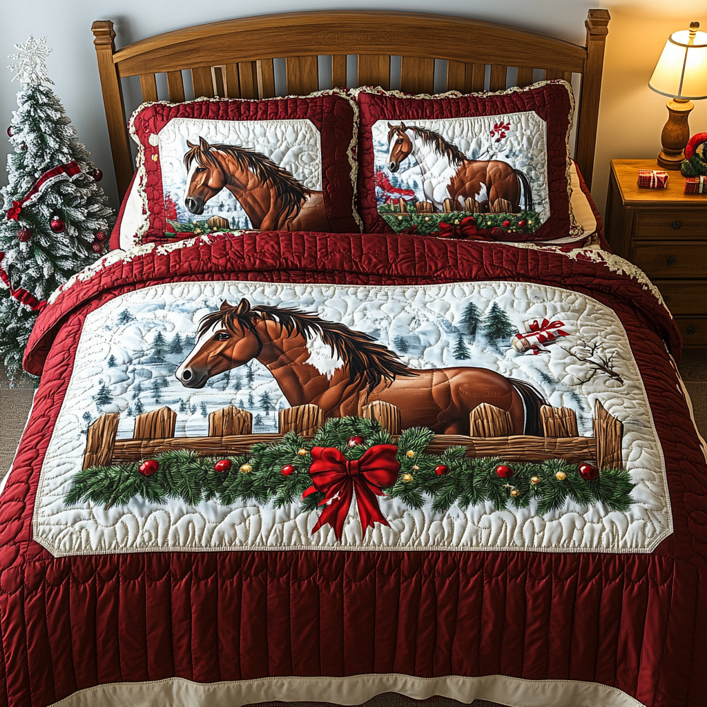 Christmas Horse TAI201124271 Quilt Bedding Set