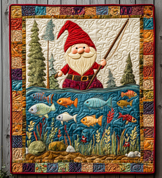 Fishing Gnome DAI241224501 Quilt Blanket