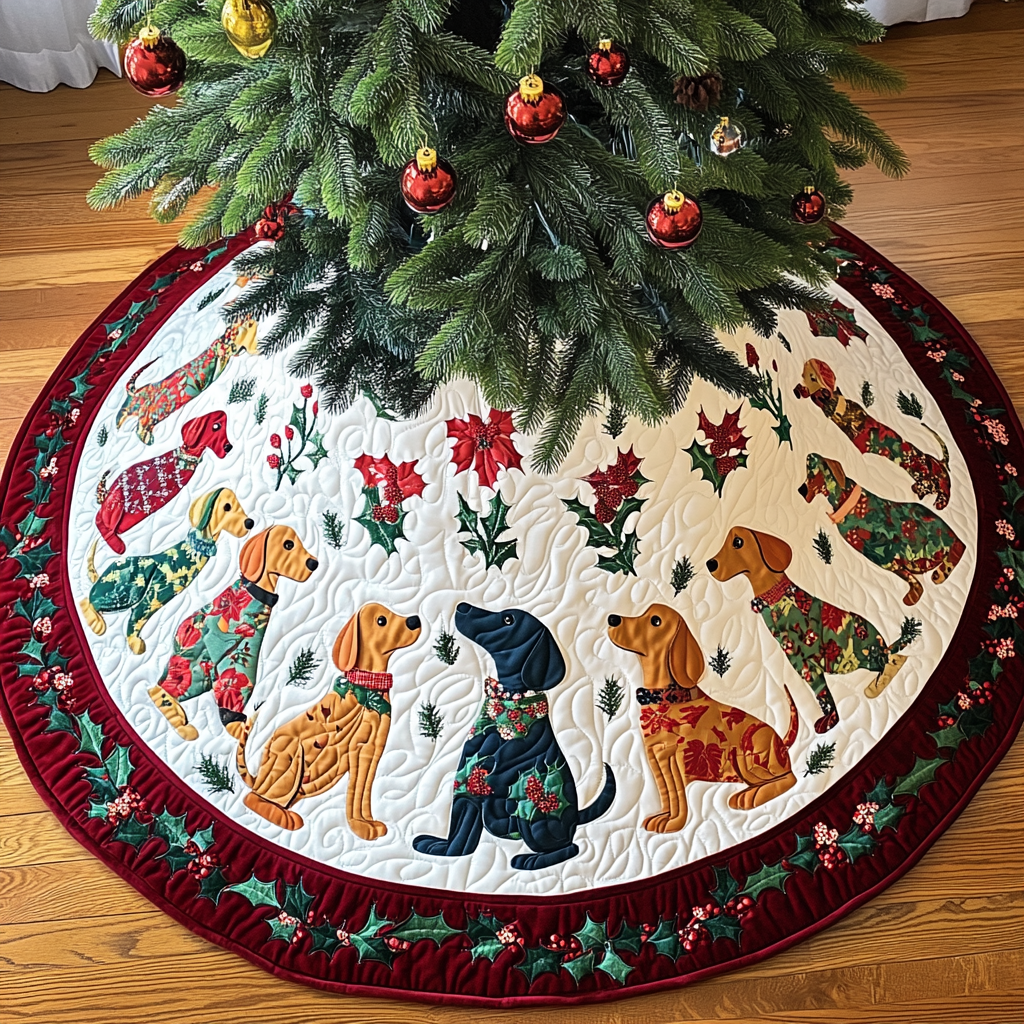 Dachshund TAI041024190 Quilted Tree Skirt