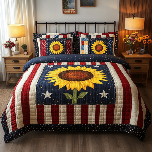 Patriotic Sunflower DAI040924062 Quilt Bedding Set