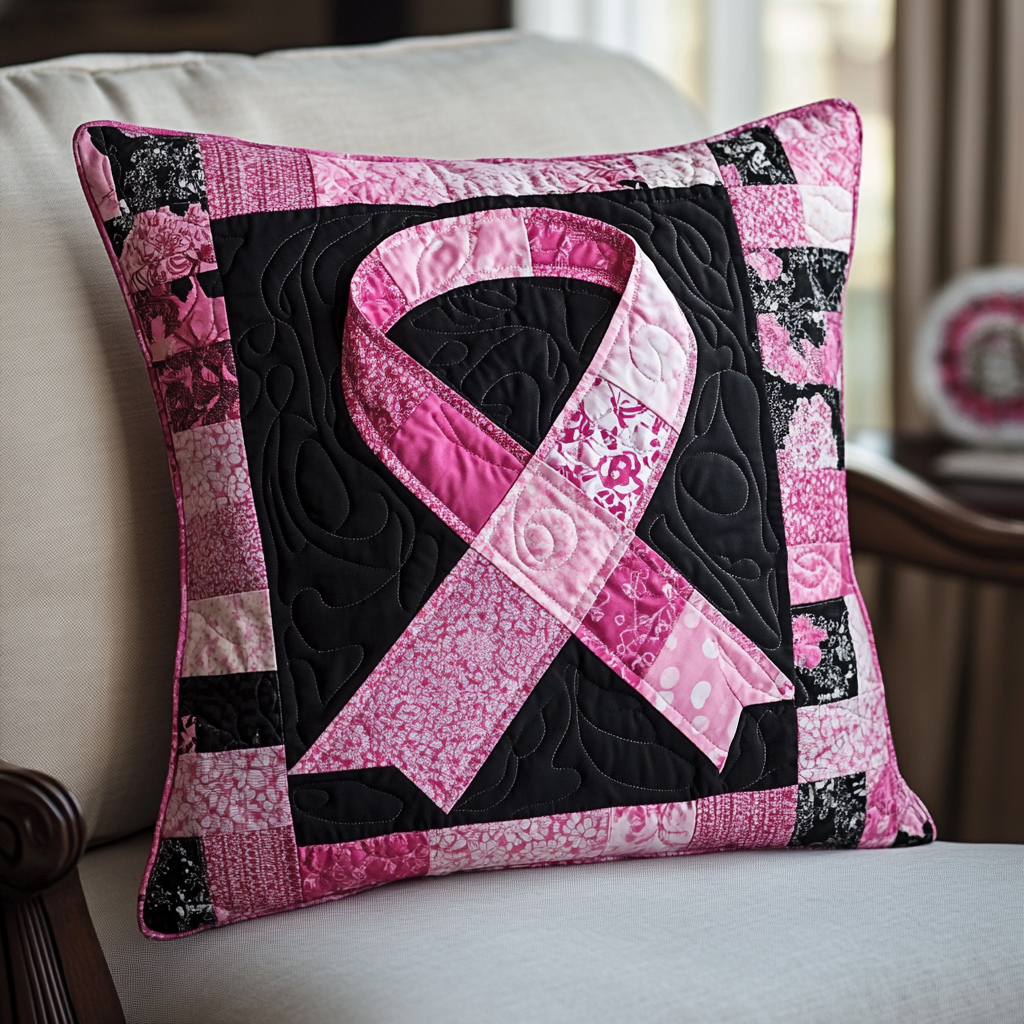 Breast Cancer Ribbon TAI101224279 Quilted Pillow Case