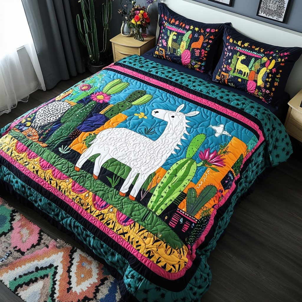 Cactus Llama DAI101224010 Quilt Bedding Set