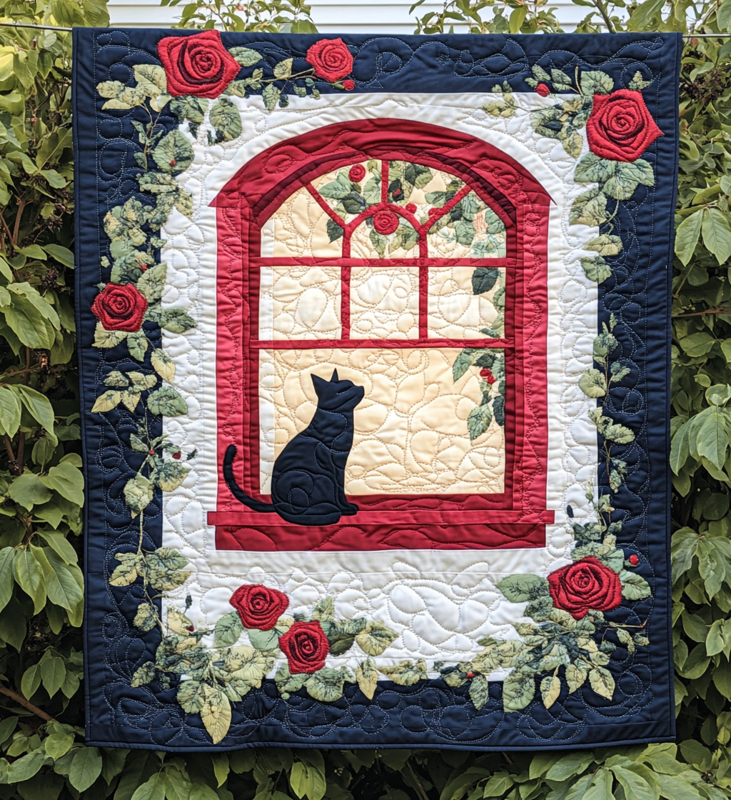 Cat In The Window DAI111124416 Quilt Blanket