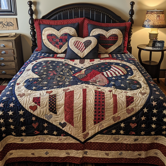 Patriotic Heart TAI251124105 Quilt Bedding Set