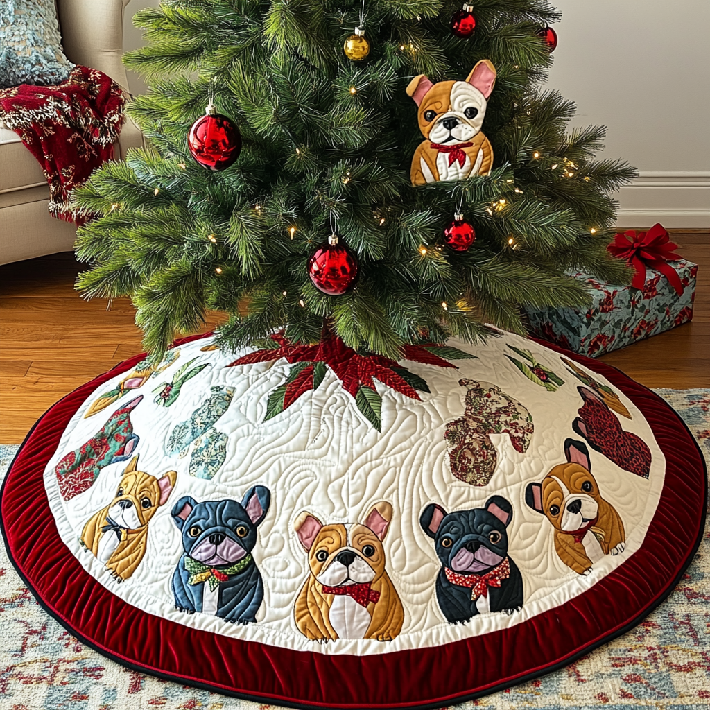 French Bulldog TAI041024225 Quilted Tree Skirt