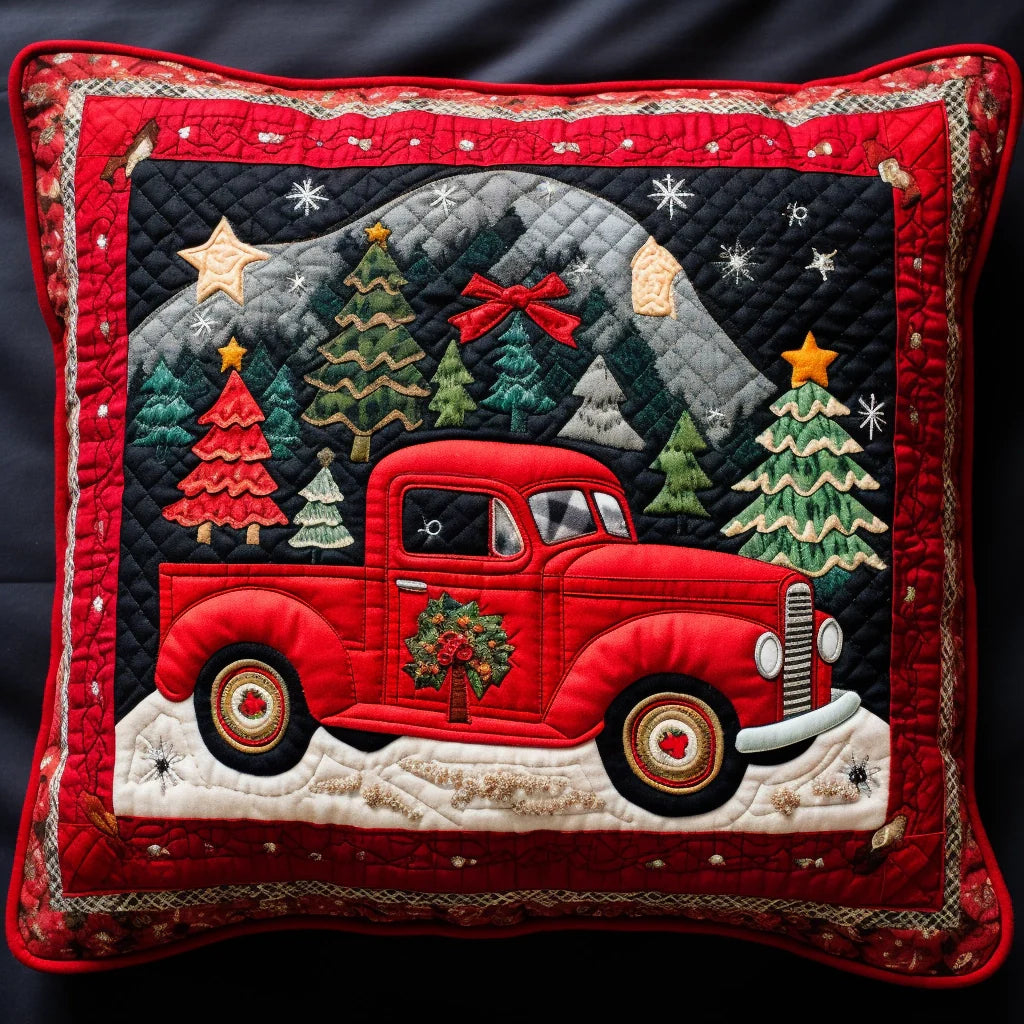 Christmas Truck TAI020324288 Quilted Pillow Case