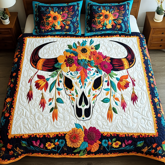 Hippie Bull Skull DAI241224176 Quilt Bedding Set