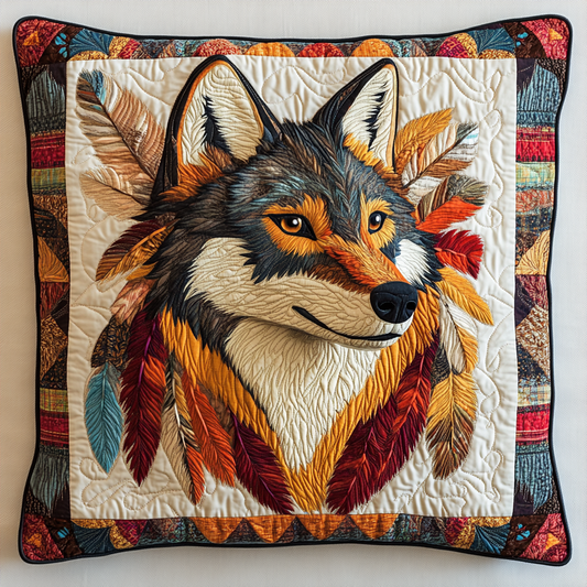 Native American Wolf DAI171224131 Quilted Pillow Case